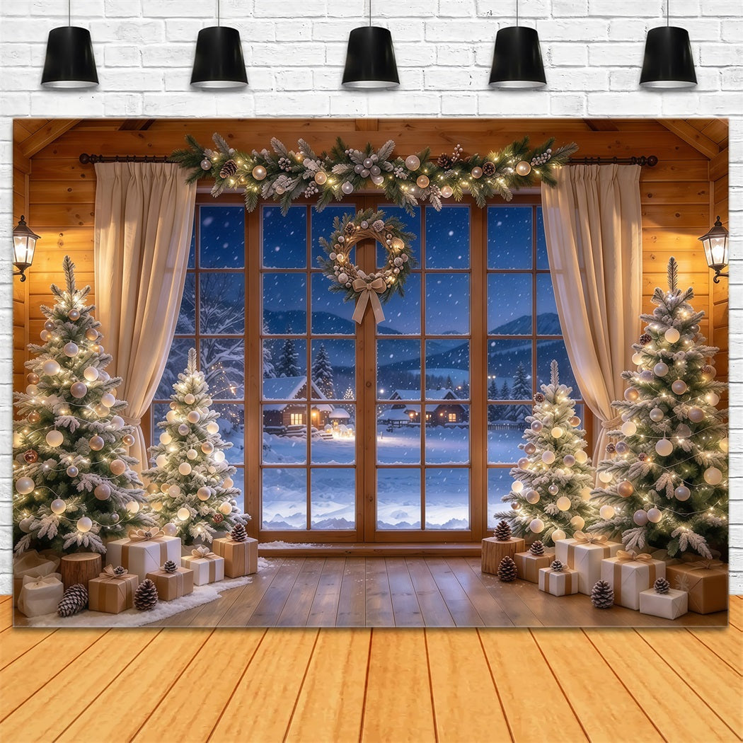 Santa Hintergrund Champagnerfarbene Tanne Fensterauslage GQ610-33
