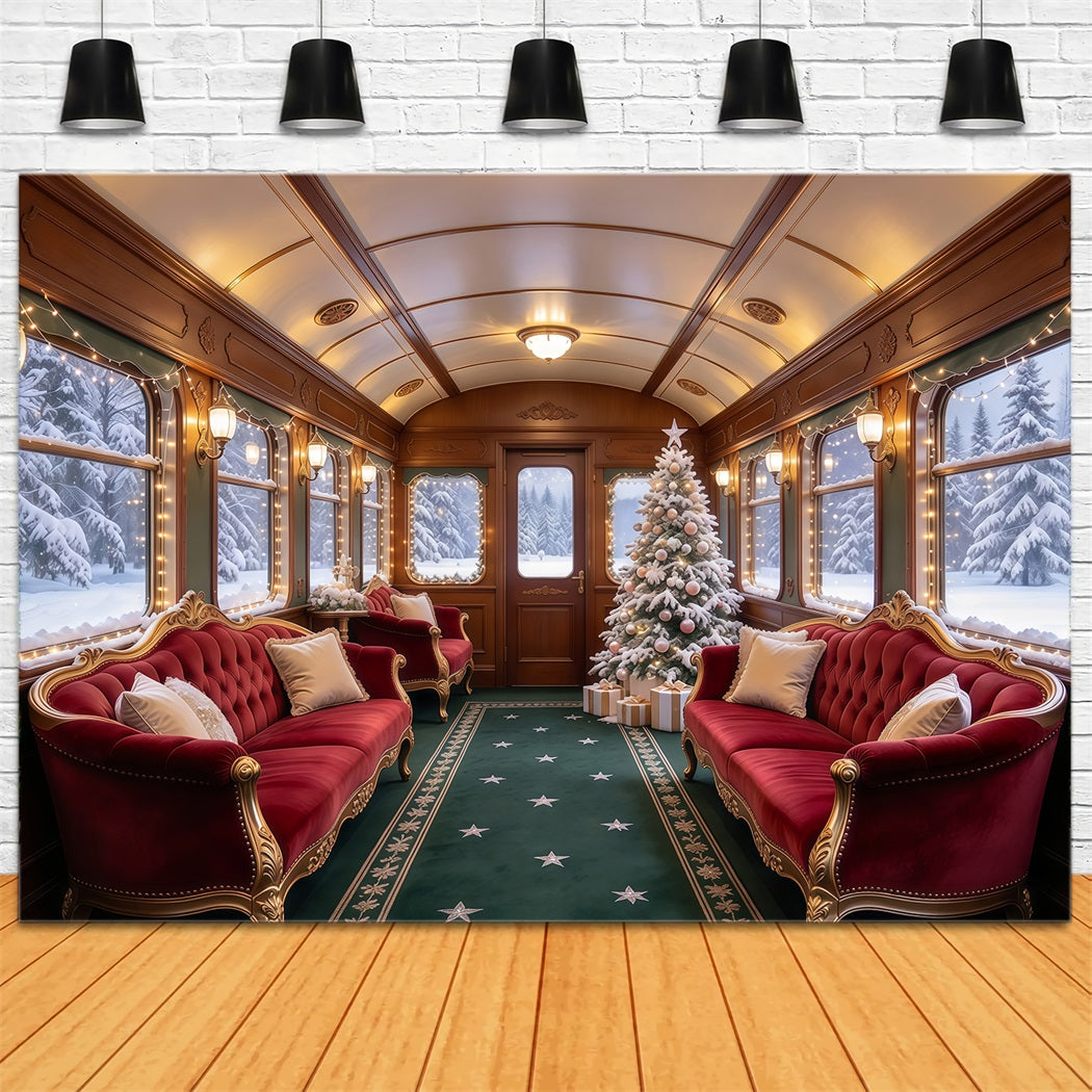 Weihnachtlicher Fotohintergrund Karmesinrote Samt Eisenbahnlounge GQ610-41