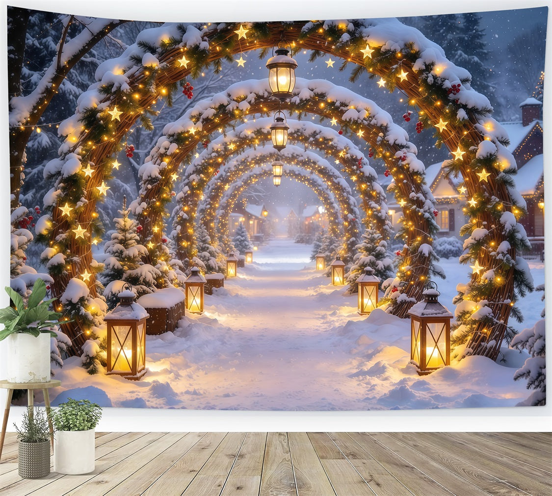 Weihnachtlicher Torbogen-Hintergrund Goldener Stern Laternenbogen GQ610-94
