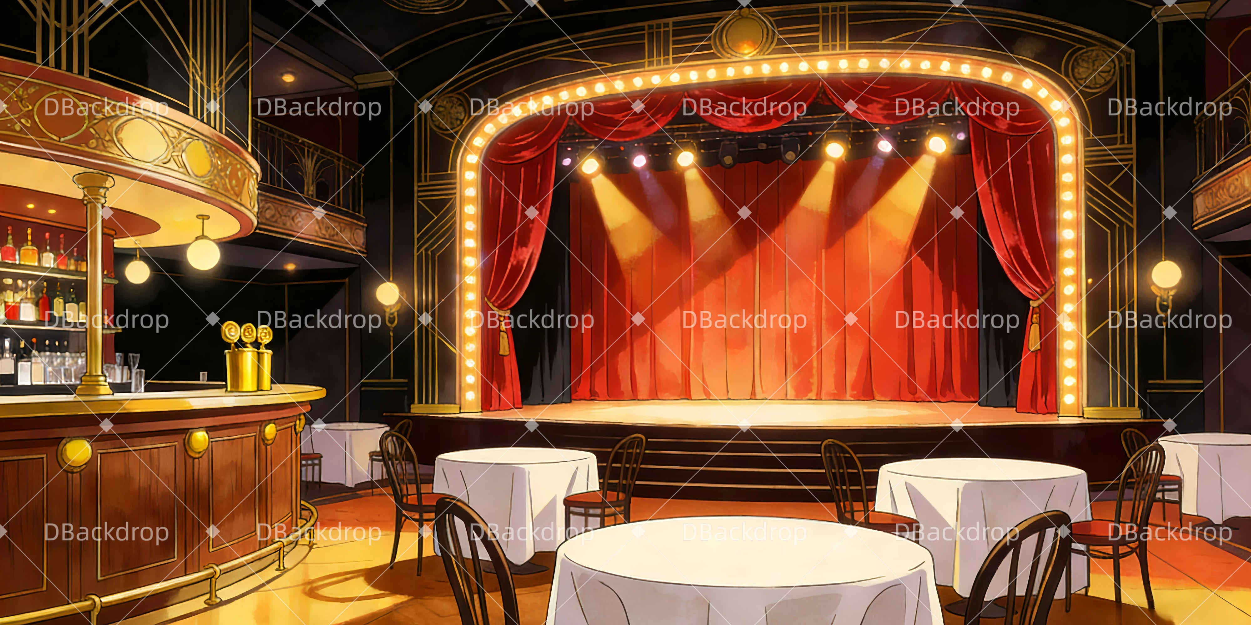 Theaterbühne Vorhang Jazzclub Theaterwand GQ63-T14
