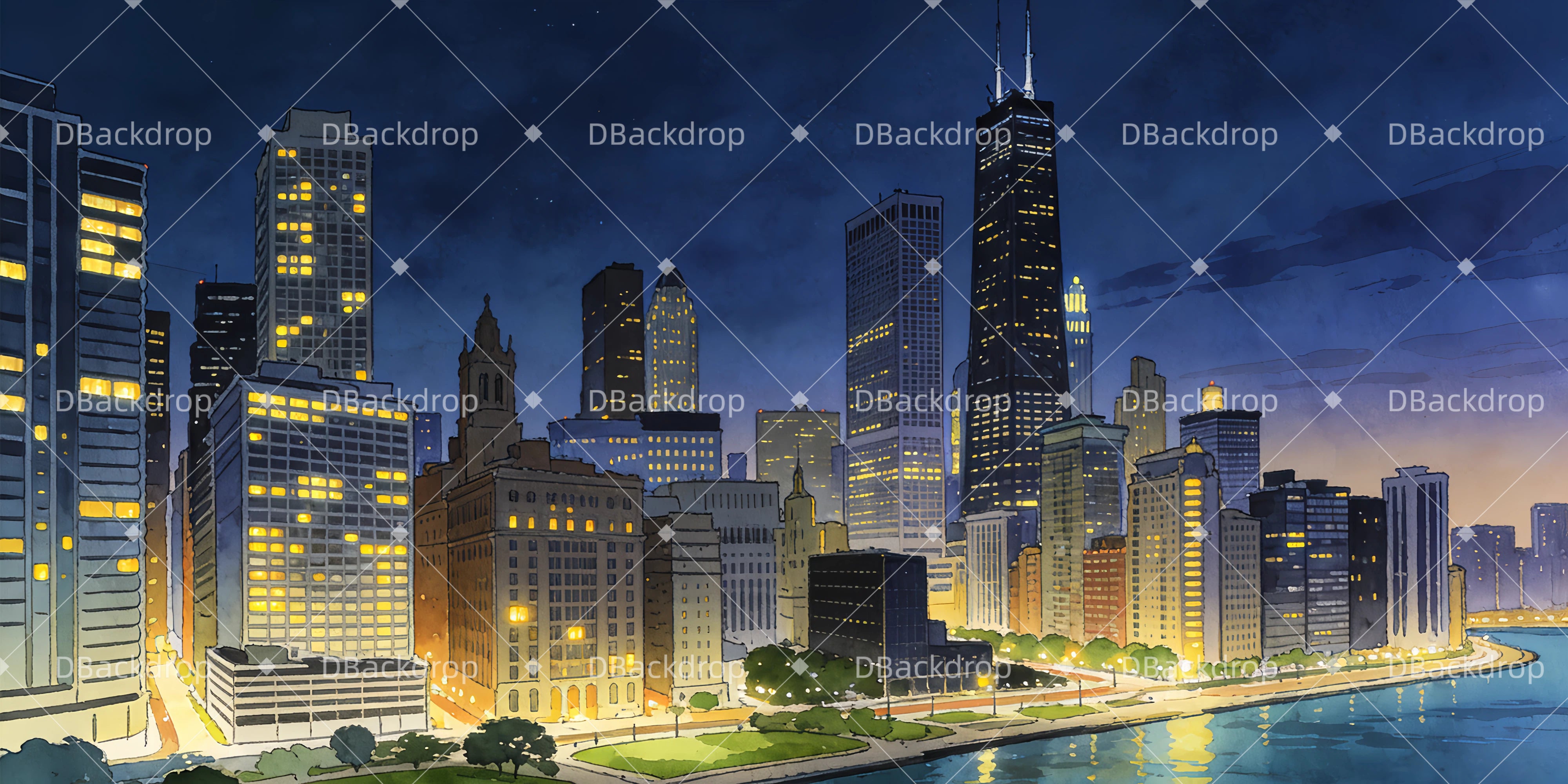 Vorhänge Theater Chicago bei Nacht Backdrops Theater GQ63-T17