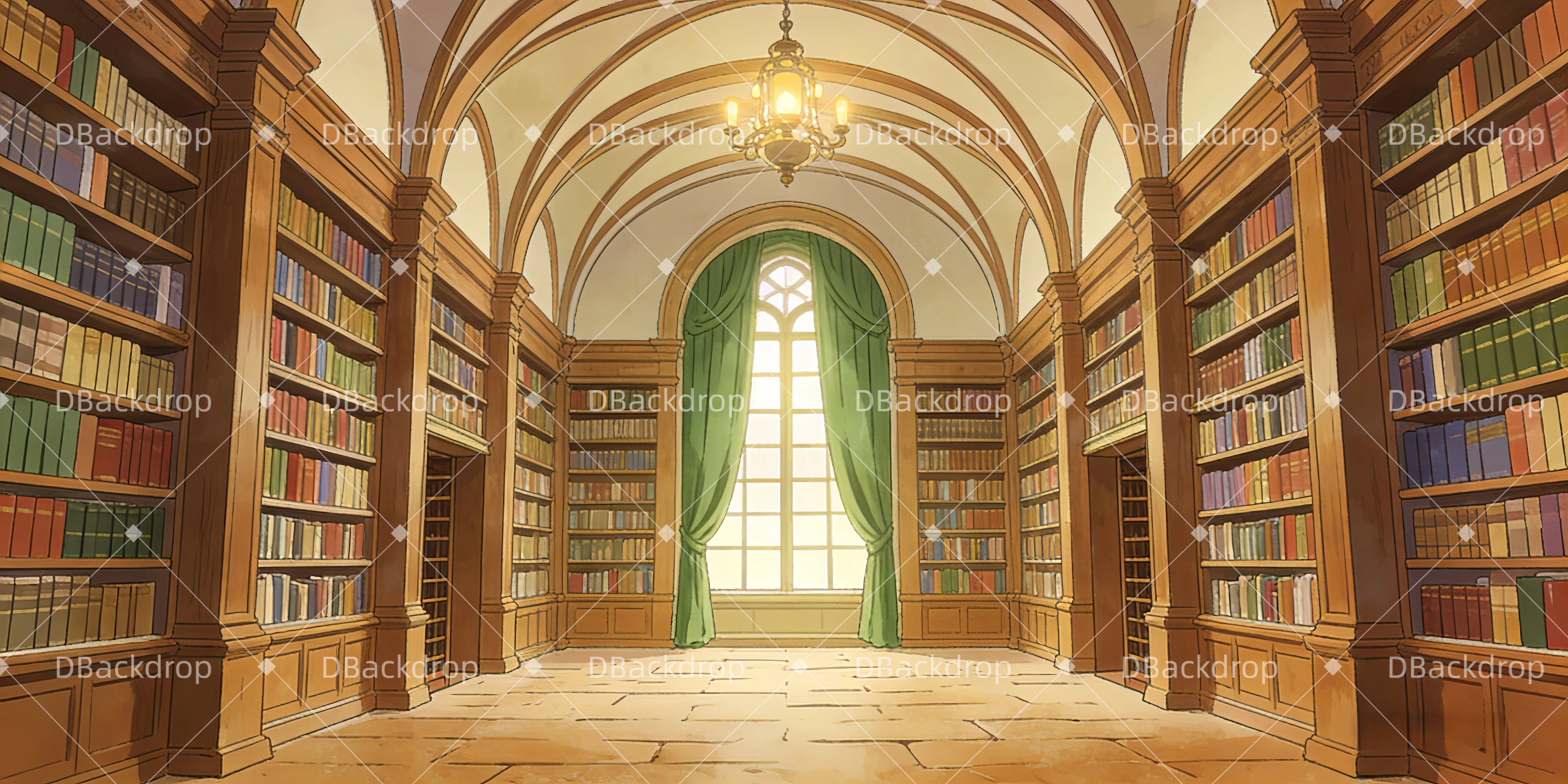 Theater Vorhang bild Klassische Bibliothek Backdrop Theater GQ63-T27