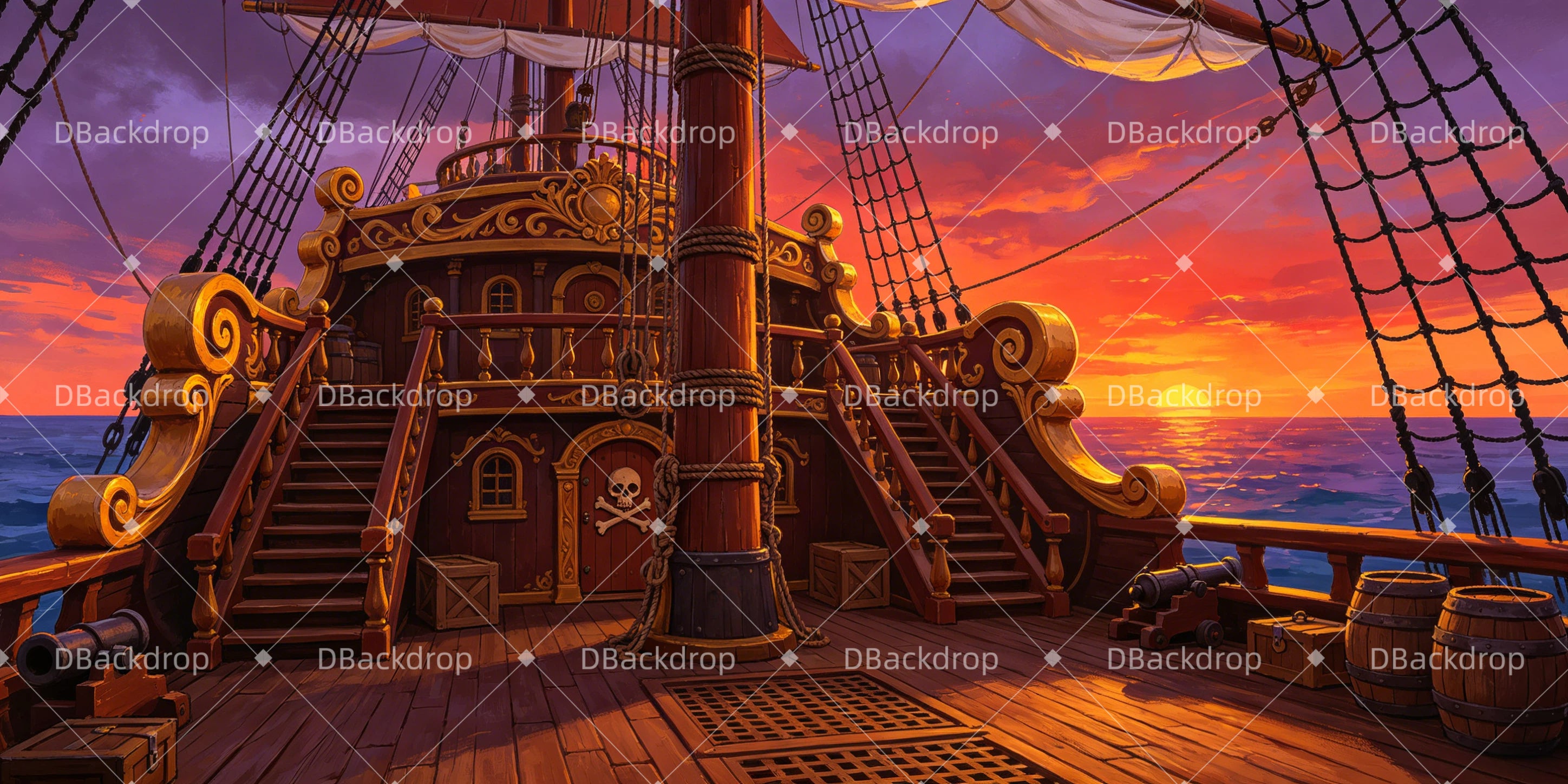 Große Bühnenkulisse Deck eines Piratenschiffs GQ65-T103