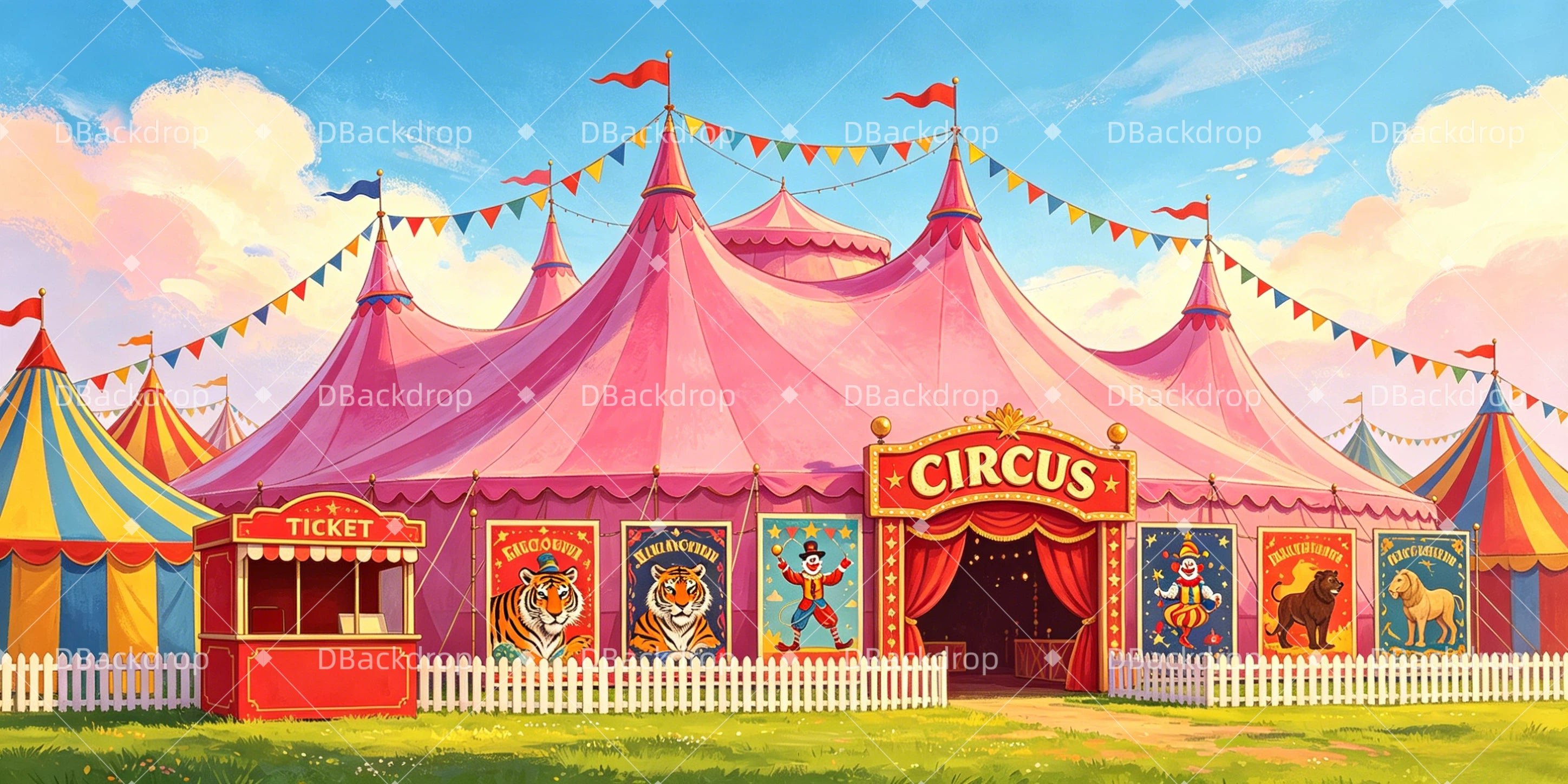 Hintergrund für Theateraufführungen Rosa Zirkuszelt Zirkus Bühnenhintergrund GQ65-T32