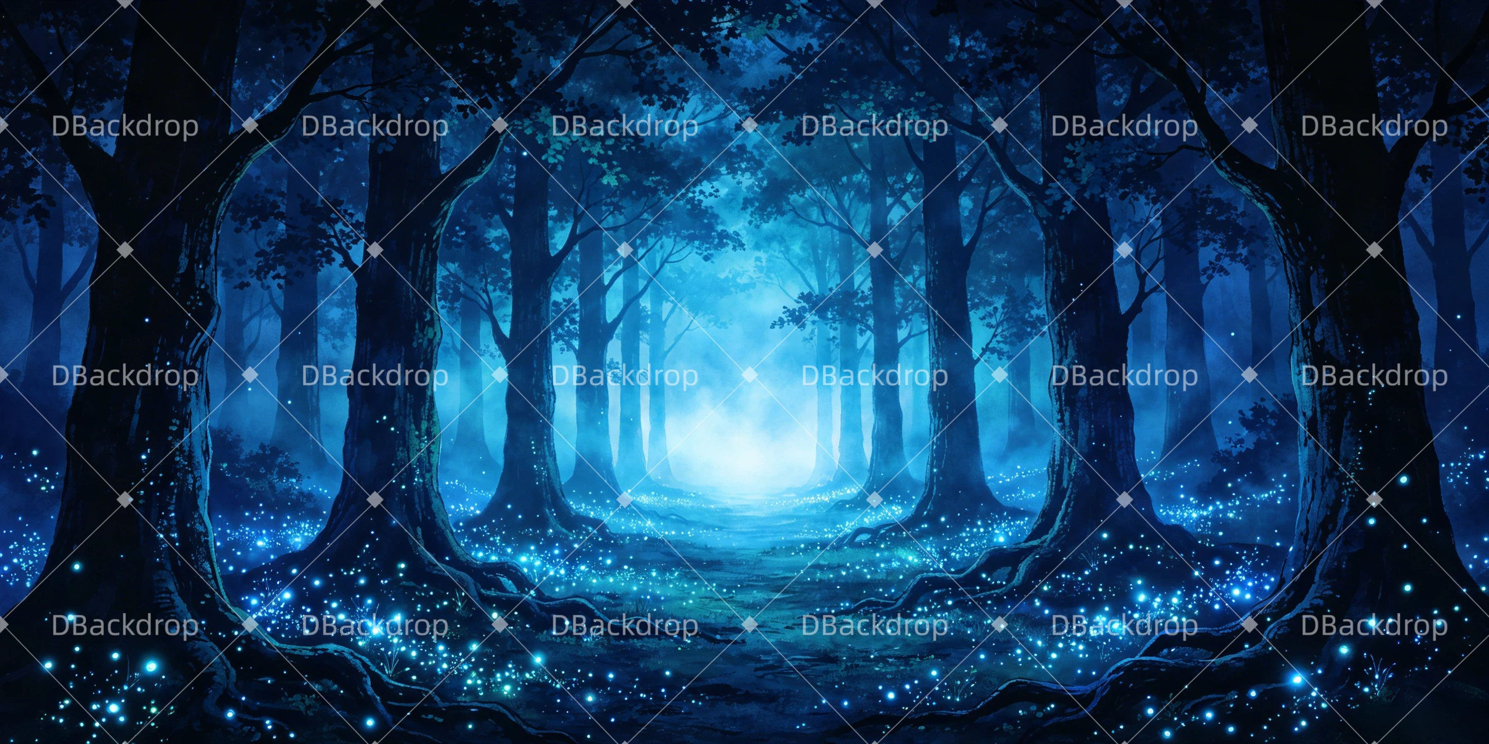 Waldkulisse Blaue Fee märchenhaftes Bühnenbild GQ65-T85