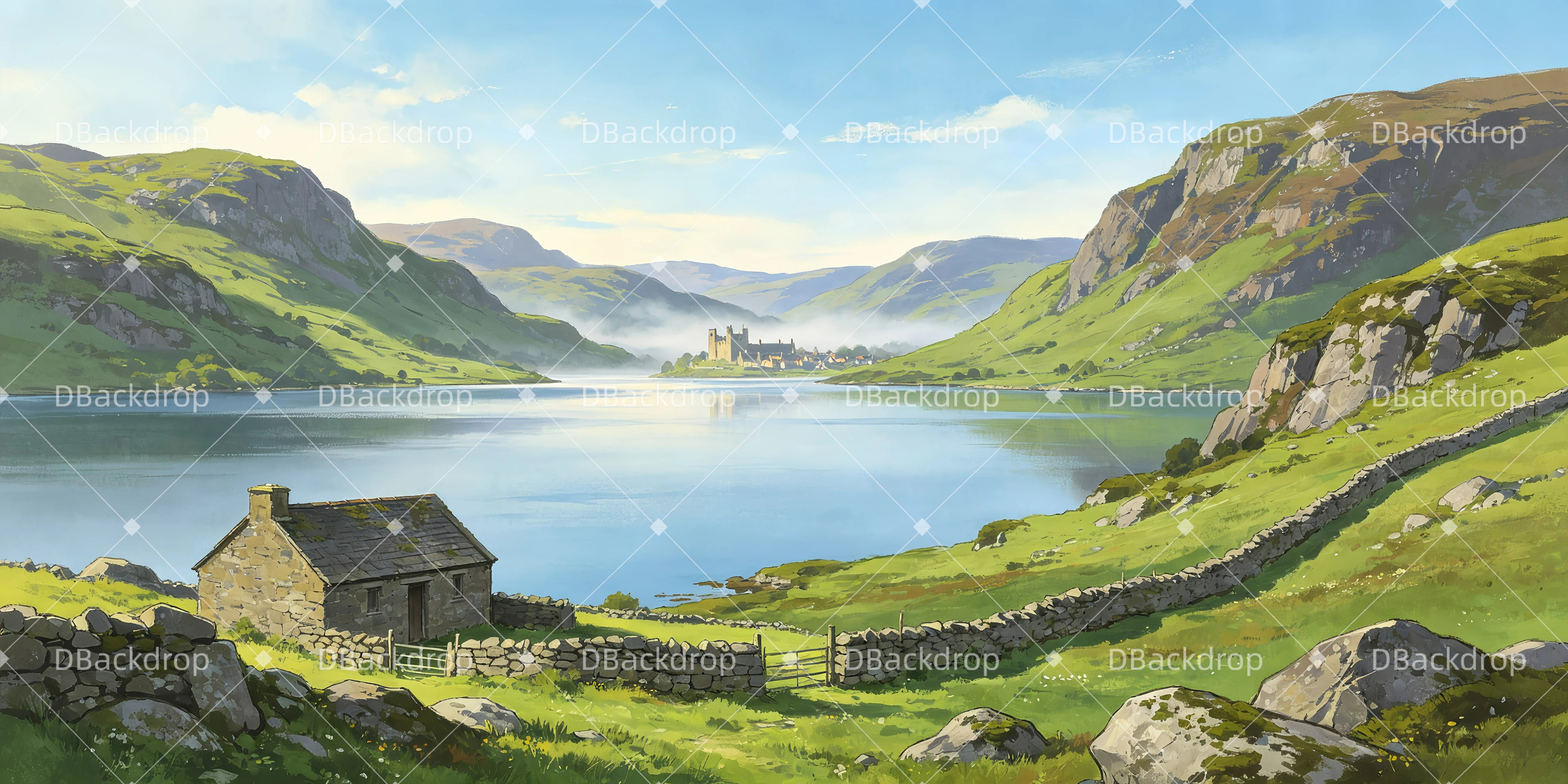 Schottische Landschaft atmosphärische Bühnenkulisse GQ65-T98