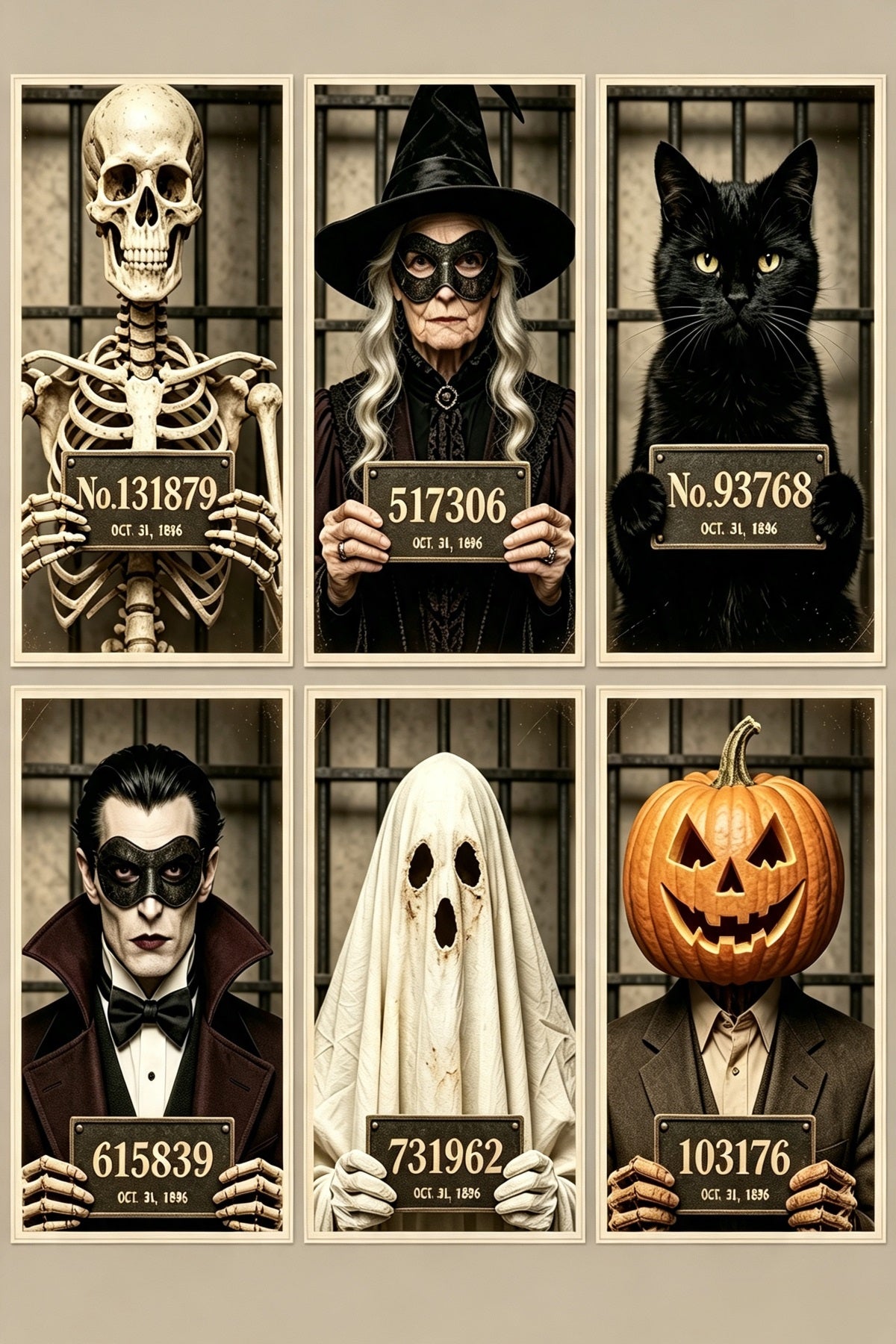 Halloween-Fahndungsfoto-Hintergrund Vintage-Monsteraufstellung Ghostbusters-Hintergrund GQ67-110