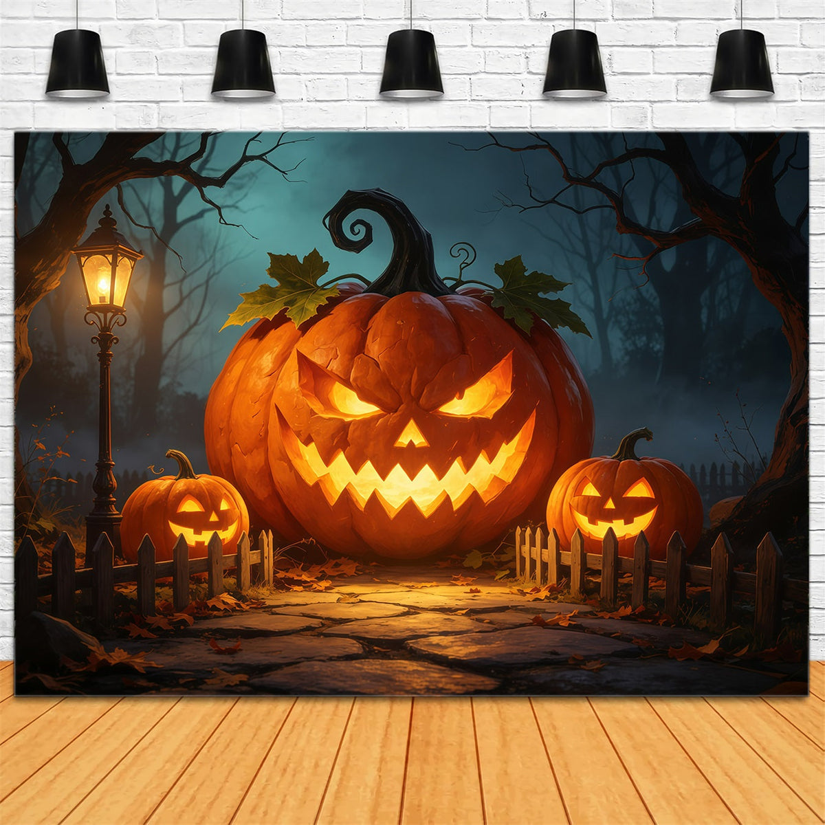 Jack-O'-Lantern-Hintergrund Riesiger Leuchtender Kürbis Torbogen Disney-Halloween-Hintergrund GQ67-82