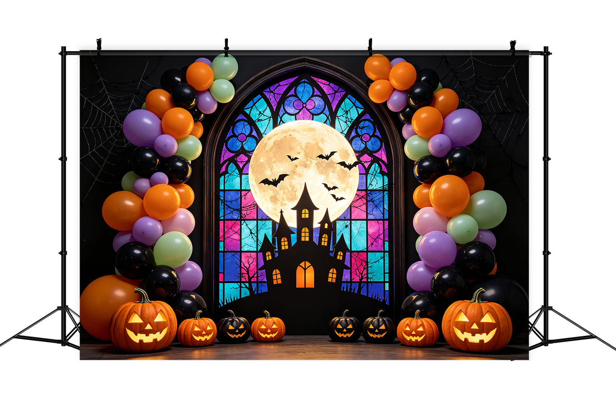 Halloween-Ballon-Hintergrund Buntglasbogen Halloween-Fotografie-Hintergründe GQ67-86