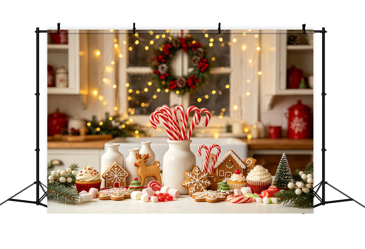 Weihnachtsküchen-Hintergrund Lebkuchendekoration Für Die Süßwarenbäckerei Weihnachts-Fotografie-Hintergründe GQ68-56