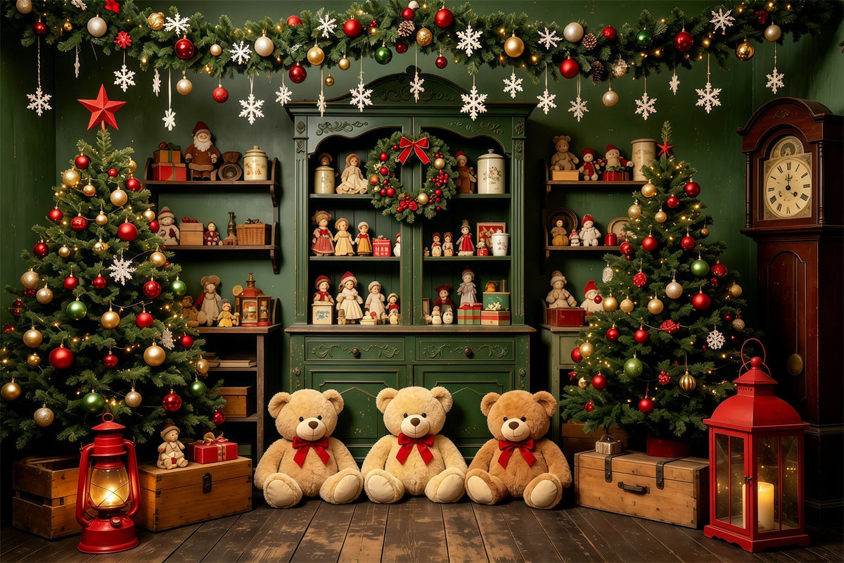 Weihnachts-Kinderhintergrund Puppenhaus-Spielzeugregal Weihnachtliche Musselin-Hintergründe GQ68-77
