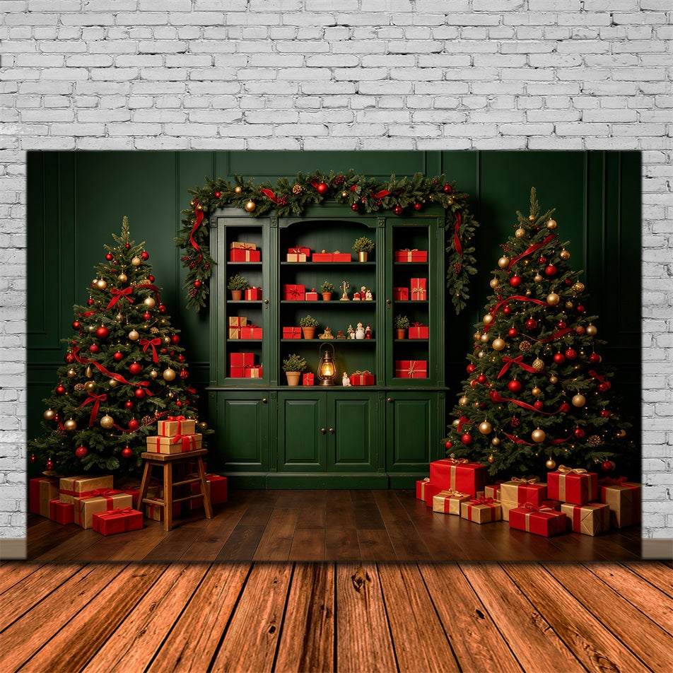 Grüne Weihnachtskulisse Vitrinen-Geschenkauslage Professionelle Weihnachtskulisse GQ69-11