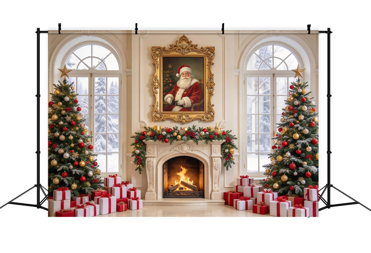 Santa Fotohintergrund Fenster Kamin Dekoration GQ69-113