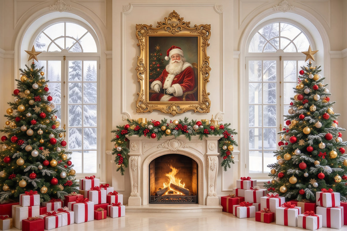 Santa Fotohintergrund Fenster Kamin Dekoration GQ69-113