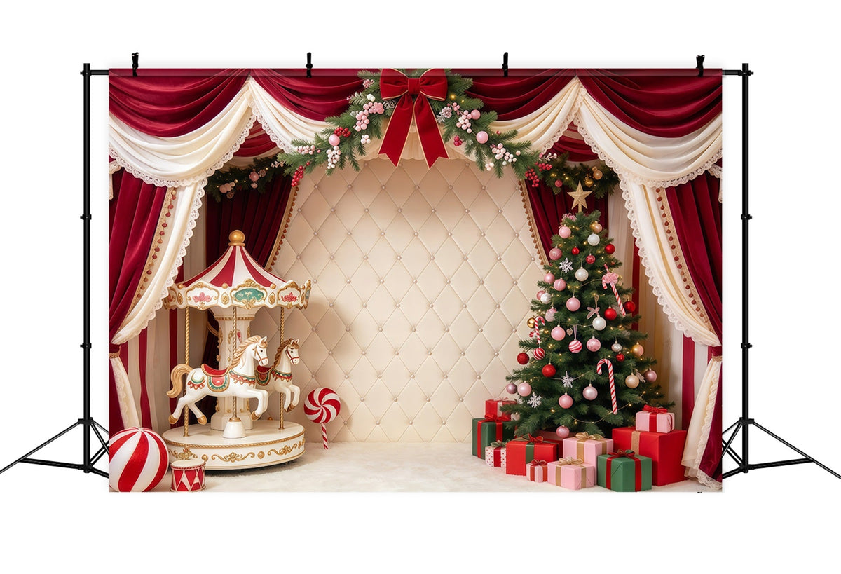 Weihnachtlicher Familienfotohintergrund Samtkarussell Weihnachtsbaum GQ69-115