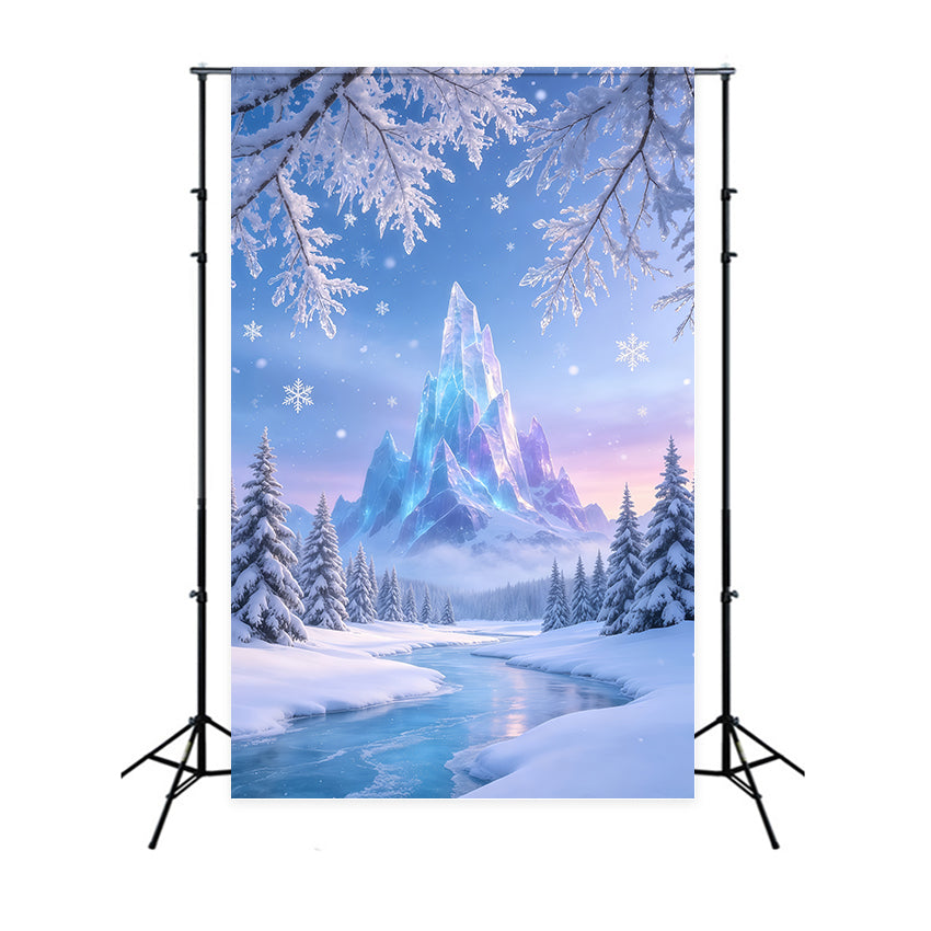 Weihnachtswunderland-Kulisse Gefrorener Kristallberg Professionelle Weihnachtskulisse GQ69-50