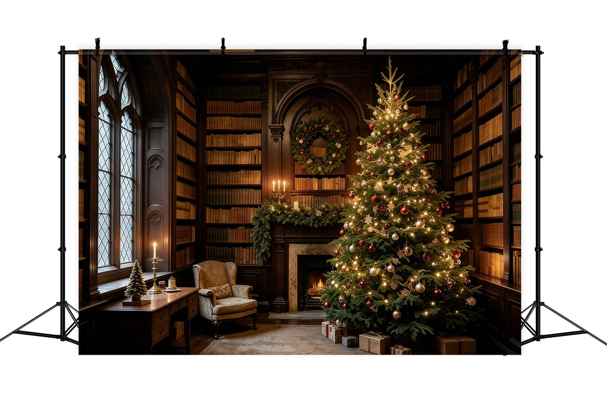 Weihnachtskulisse Für Den Innenbereich Eleganter, Mattierter Baumbogen Weihnachts-Fotografie-Hintergrund GQ69-61