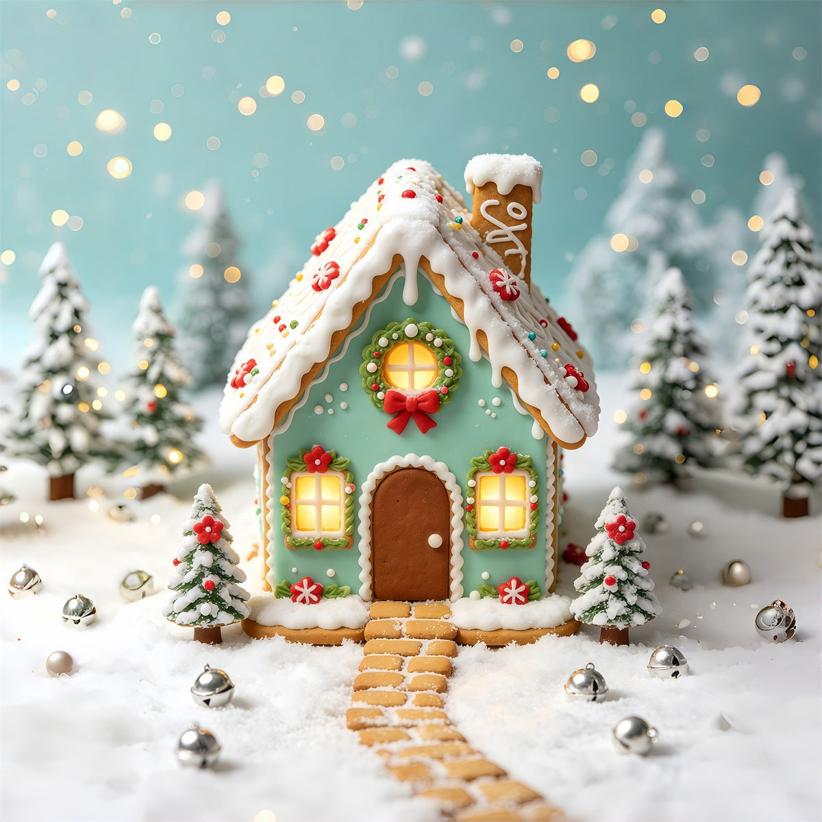 Weihnachtssüßigkeiten-Hintergrund Minz-Lebkuchenhaus Weihnachtshintergrund Für Fotografie GQ69-70