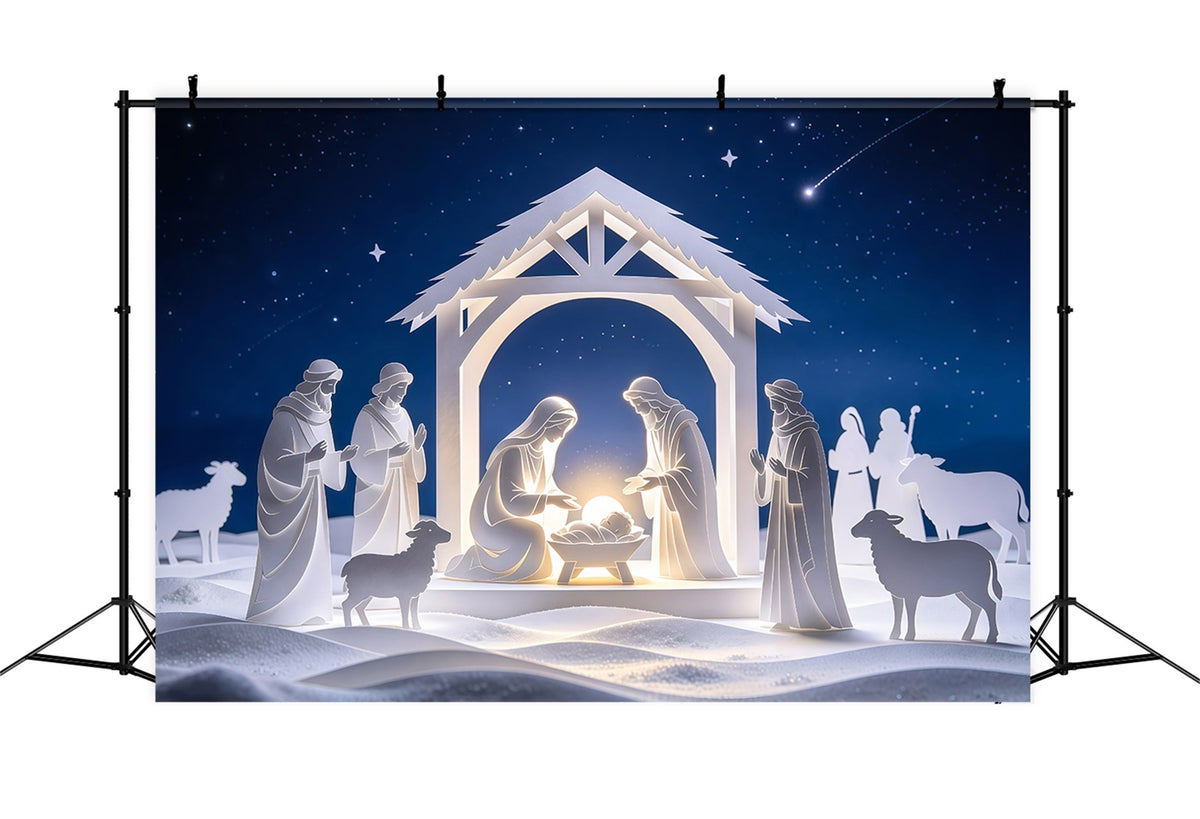 Christlicher Weihnachtshintergrund Papiergeschnittene Krippe Gothic Nacht GQ69-75