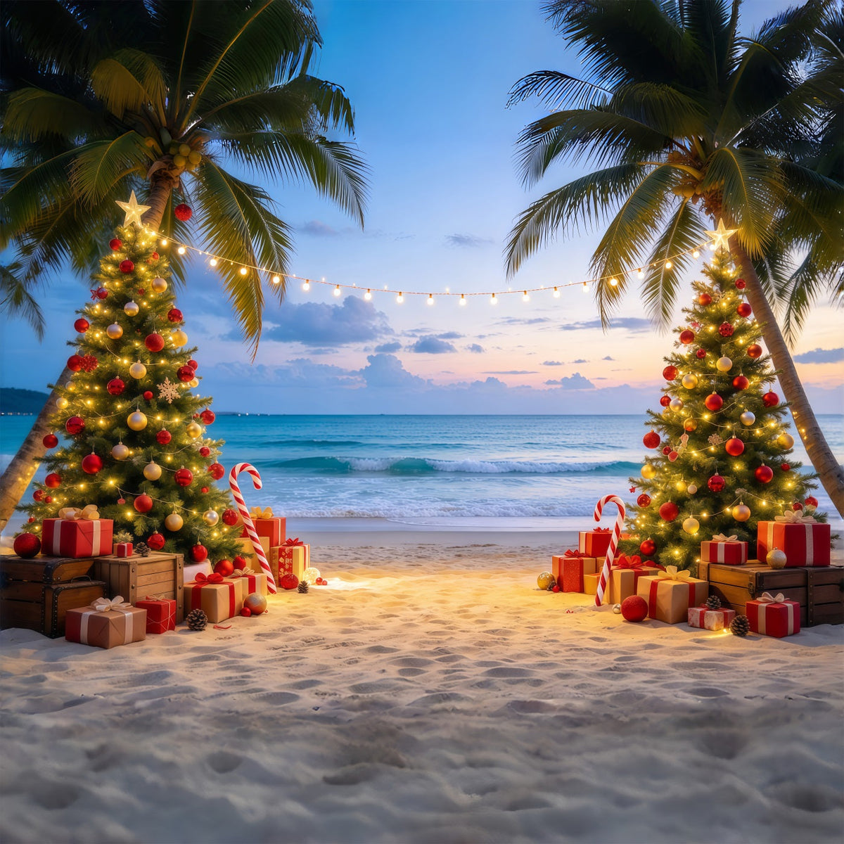 Australischer Weihnachtshintergrund Tropischer Strand Weihnachtsbaum GQ69-78