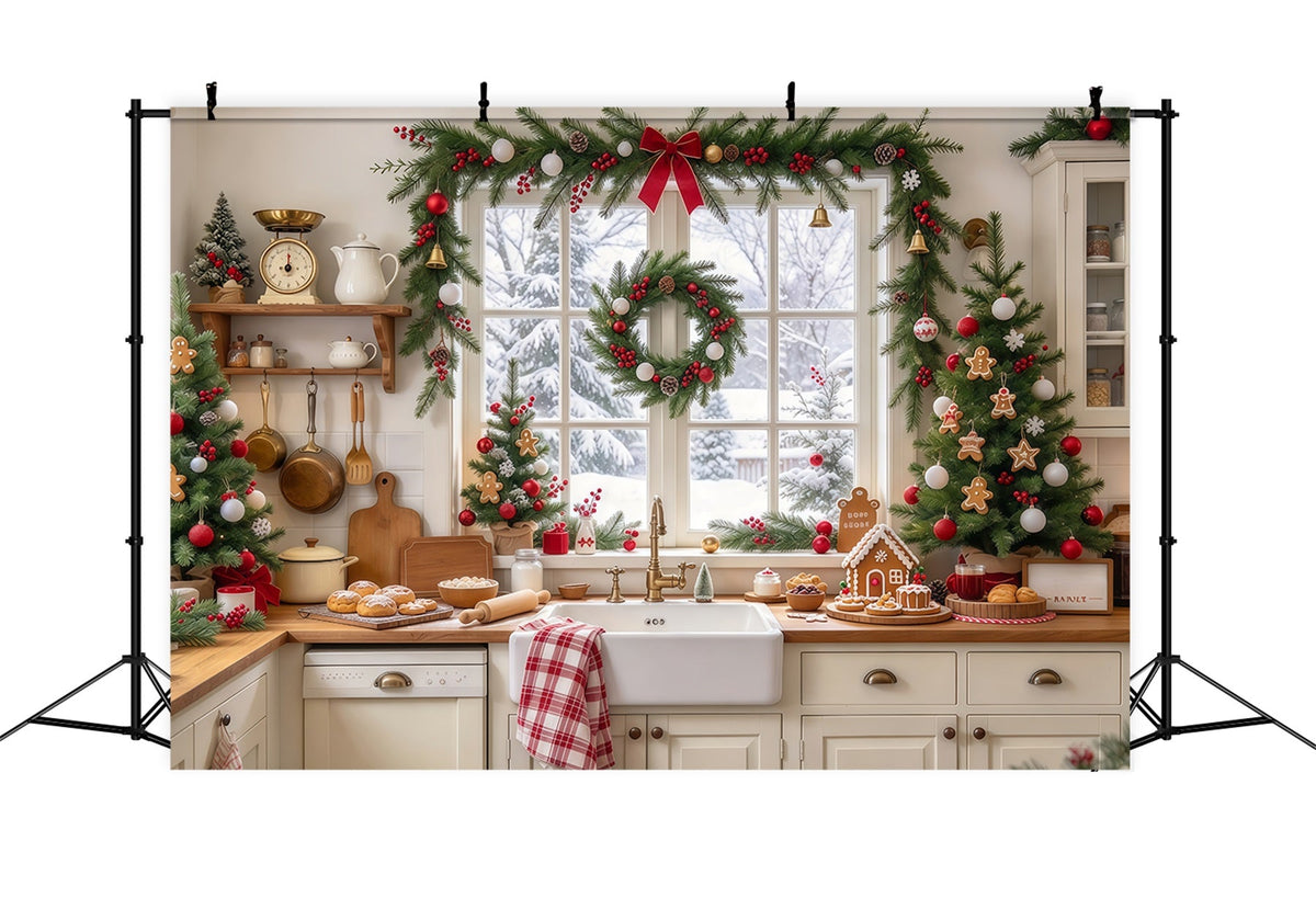 Großer Weihnachtshintergrund Festliches Küchenfenster GQ69-83