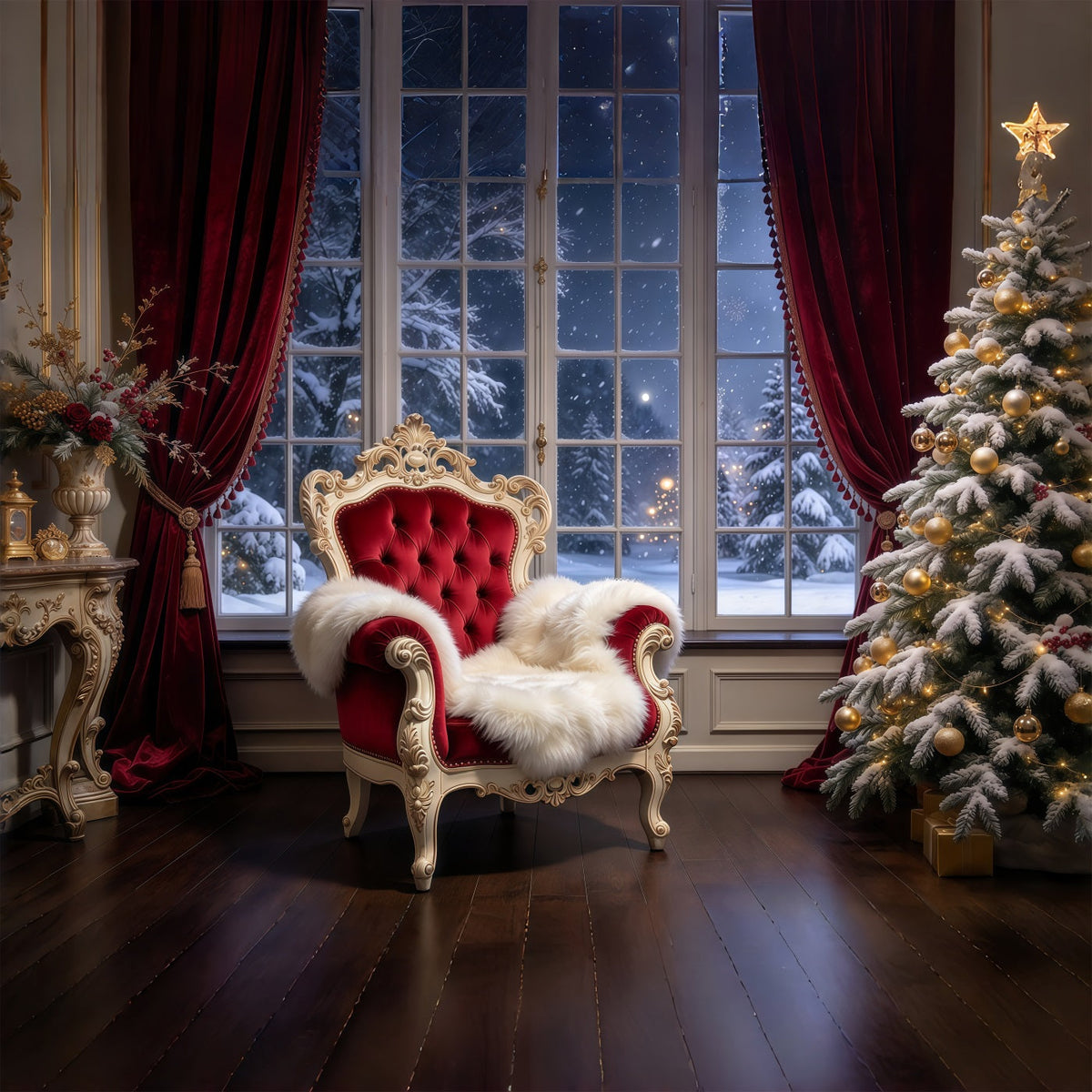 Santa Stuhlhintergrund Königlicher Samtsessel Porträt GQ69-85