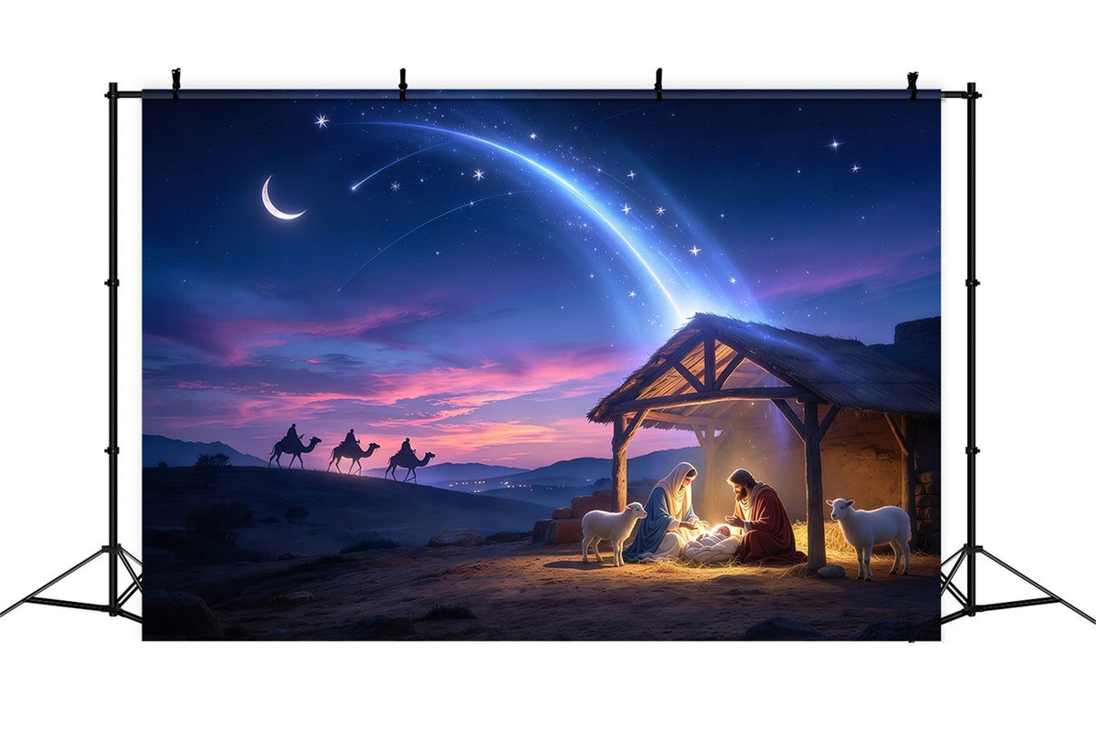 Krippenszene Hintergrund Wüste Sternennacht Bethlehem GQ69-91
