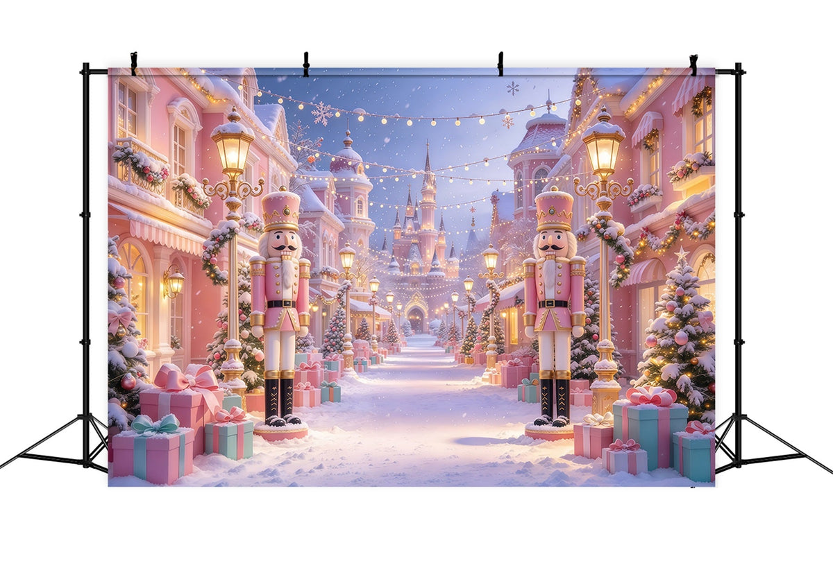 Rosa Weihnachtsfotohintergrund Nussknacker Schlossstraße Bunt GQ69-92