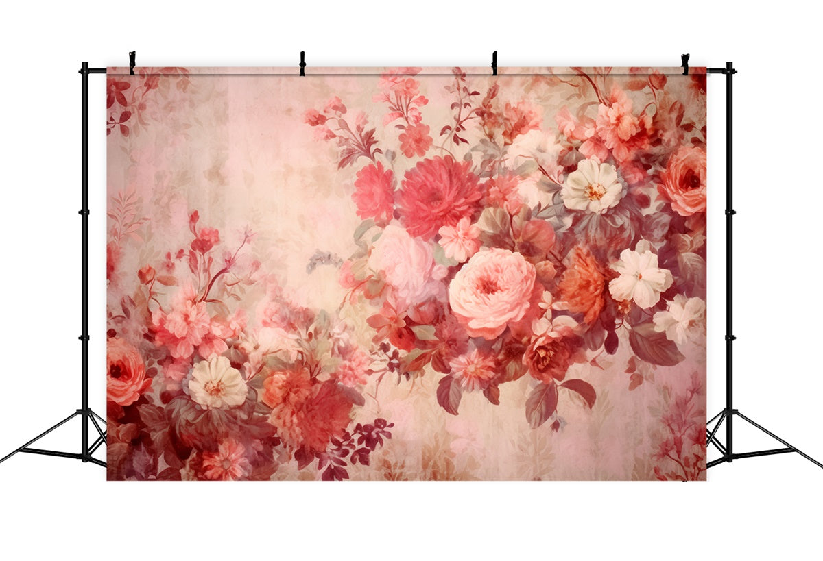 Backdrops Fine Art Vintage Rote Blüte Aquarell Hintergrund GTY-57