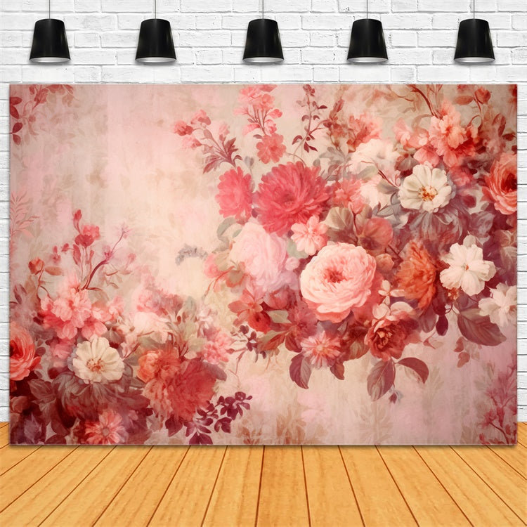 Backdrops Fine Art Vintage Rote Blüte Aquarell Hintergrund GTY-57