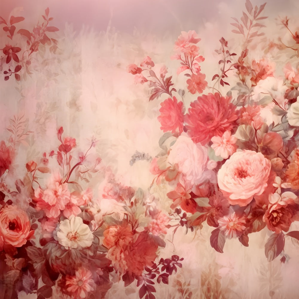 Backdrops Fine Art Vintage Rote Blüte Aquarell Hintergrund GTY-57