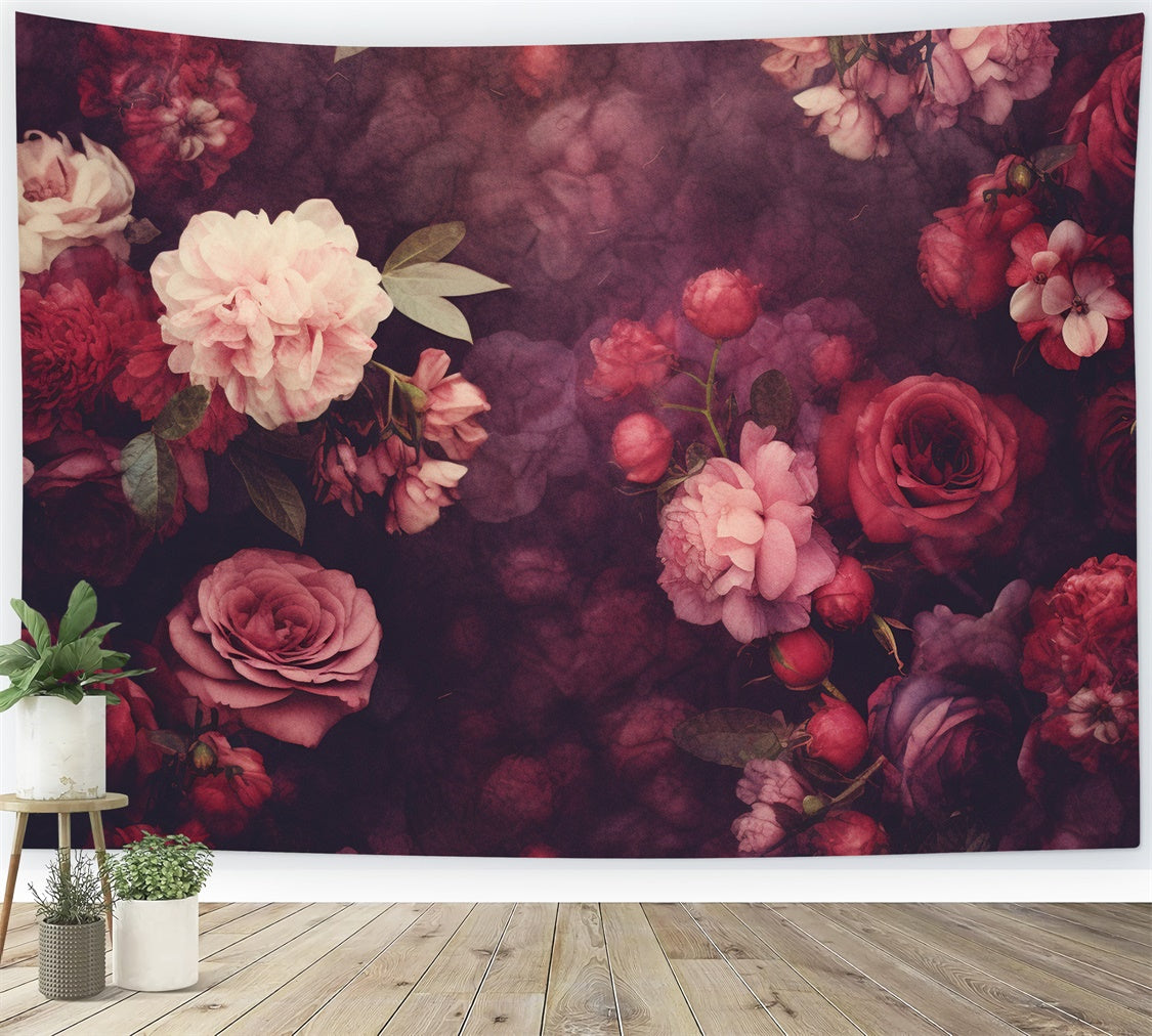 Fine Art Backdrops Dunkle Romantik Blumenhintergrund im Vintage-Stil GTY-73