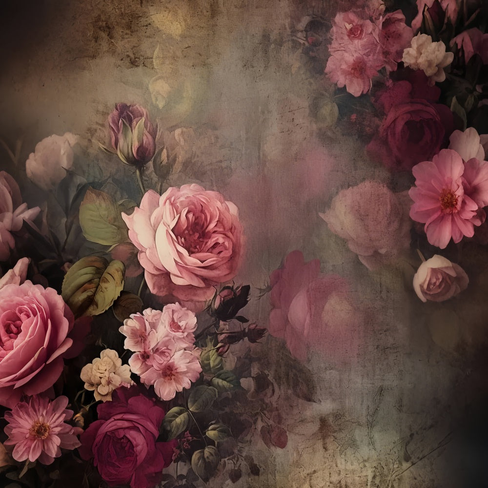 Backdrop Fine Art Vintage Pfingstrose Rosenmalerei Backdrop GTY-74
