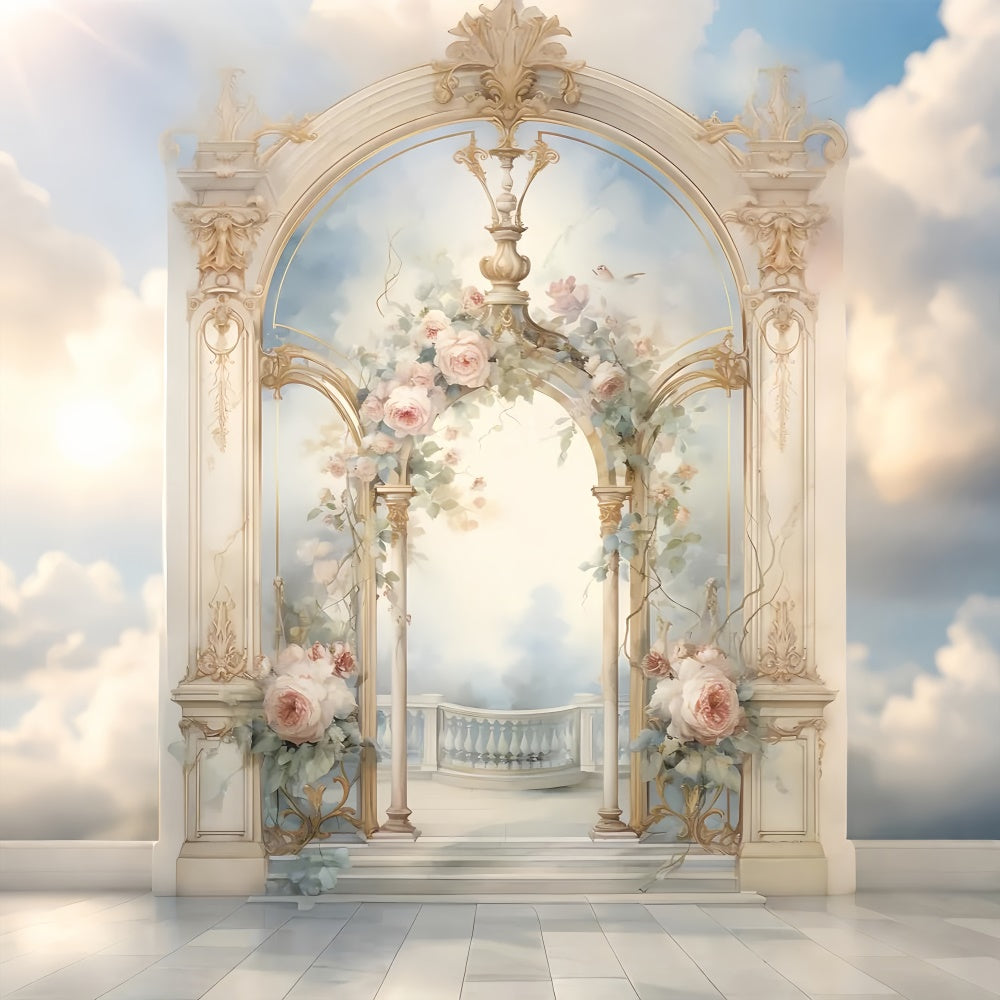 Kunstfotografie Backdrop Verschnörkelte Vintage Blüte Backdrop GTY-97