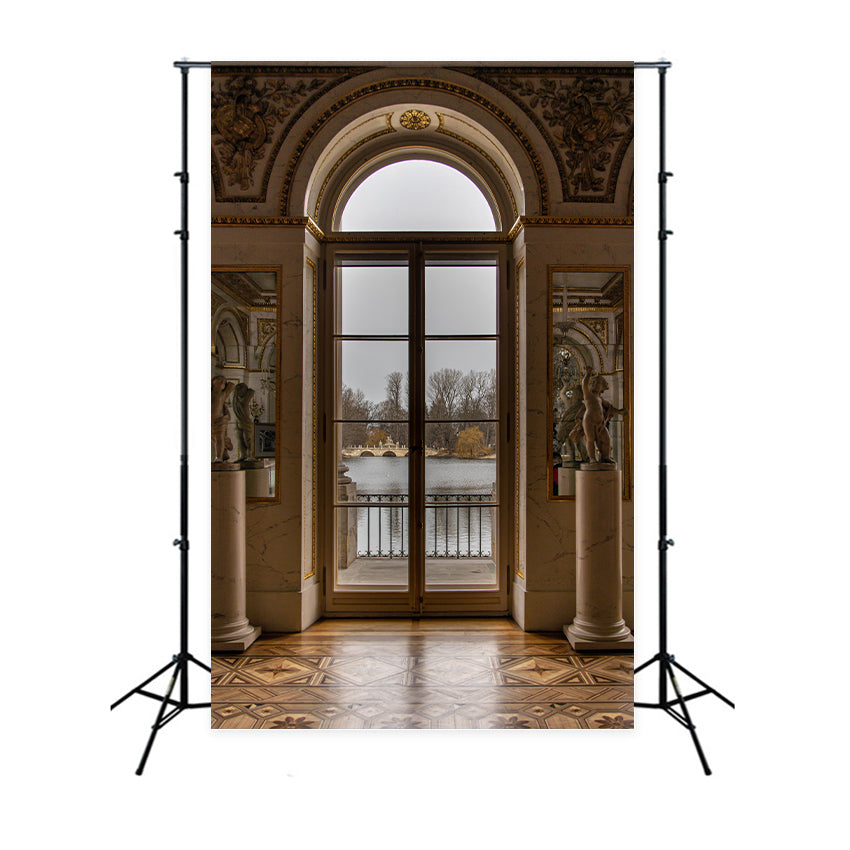 Mutterschaftsfoto-Hintergrundkulissen Verziertes französisches Fenster Balkon-Hintergrund GTY2-10