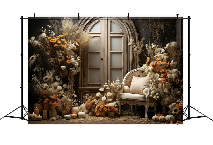 Mutterschafts-Fotoshooting-Hintergrund Warme rustikale florale Eingangskulisse GTY2-15