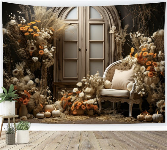 Mutterschafts-Fotoshooting-Hintergrund Warme rustikale florale Eingangskulisse GTY2-15