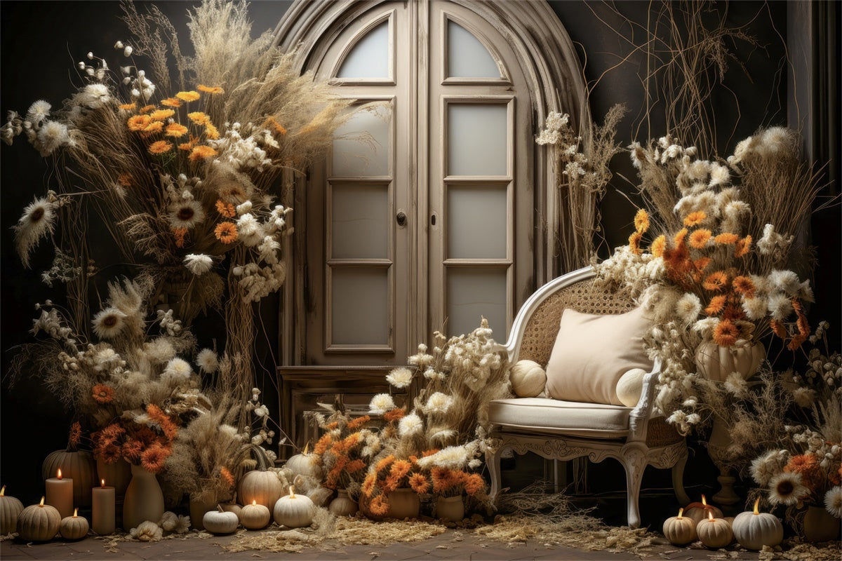 Mutterschafts-Fotoshooting-Hintergrund Warme rustikale florale Eingangskulisse GTY2-15