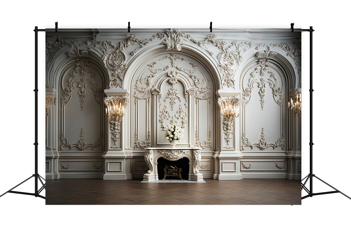 Backdrops für Mutterschaftsfotos Regal White Ornate Wall Backdrop GTY2-16