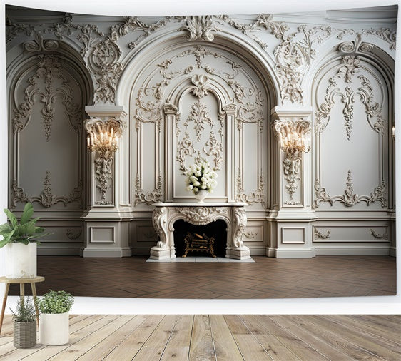 Backdrops für Mutterschaftsfotos Regal White Ornate Wall Backdrop GTY2-16