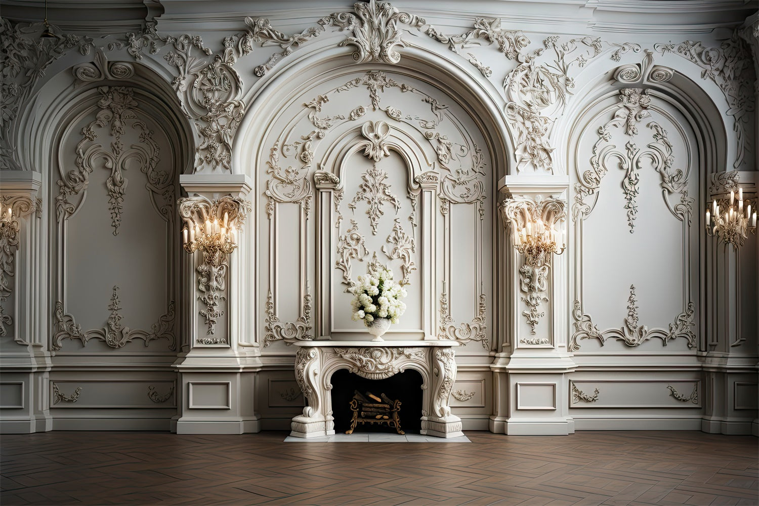 Backdrops für Mutterschaftsfotos Regal White Ornate Wall Backdrop GTY2-16