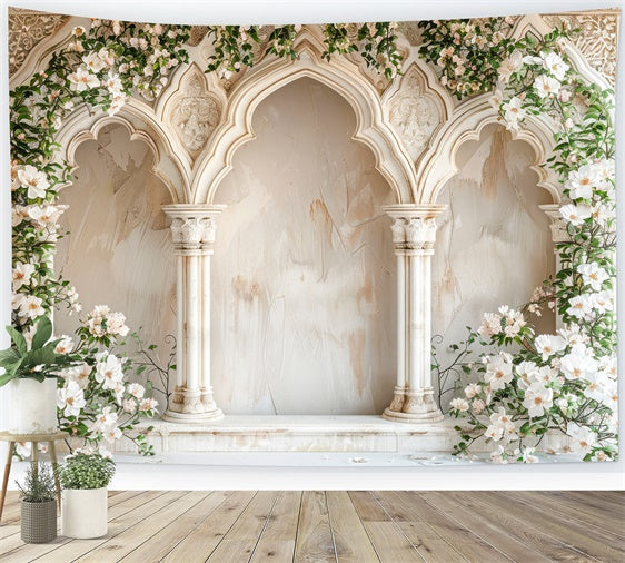 Mutterschaftsfotografie Backdrops Französisches Herrenhaus Blühender Bogen Backdrop GTY2-17