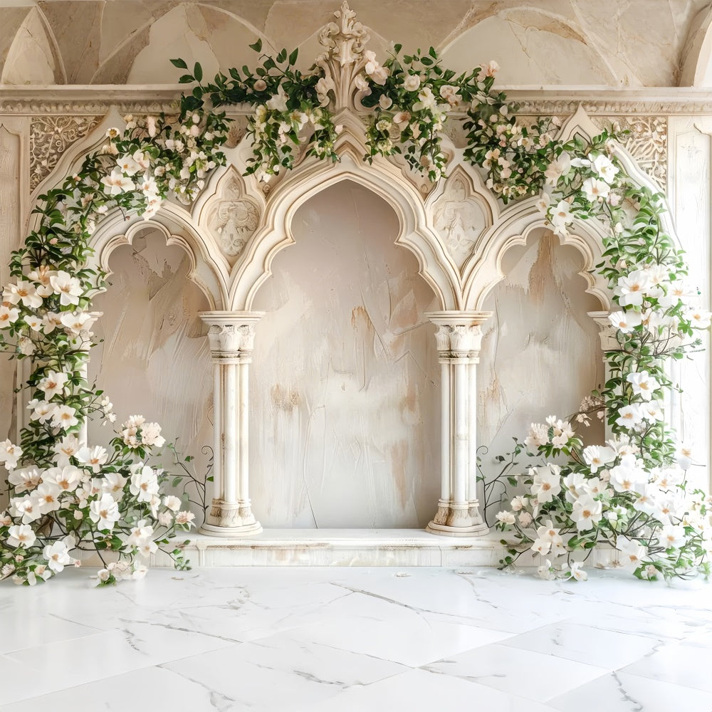 Mutterschaftsfotografie Backdrops Französisches Herrenhaus Blühender Bogen Backdrop GTY2-17