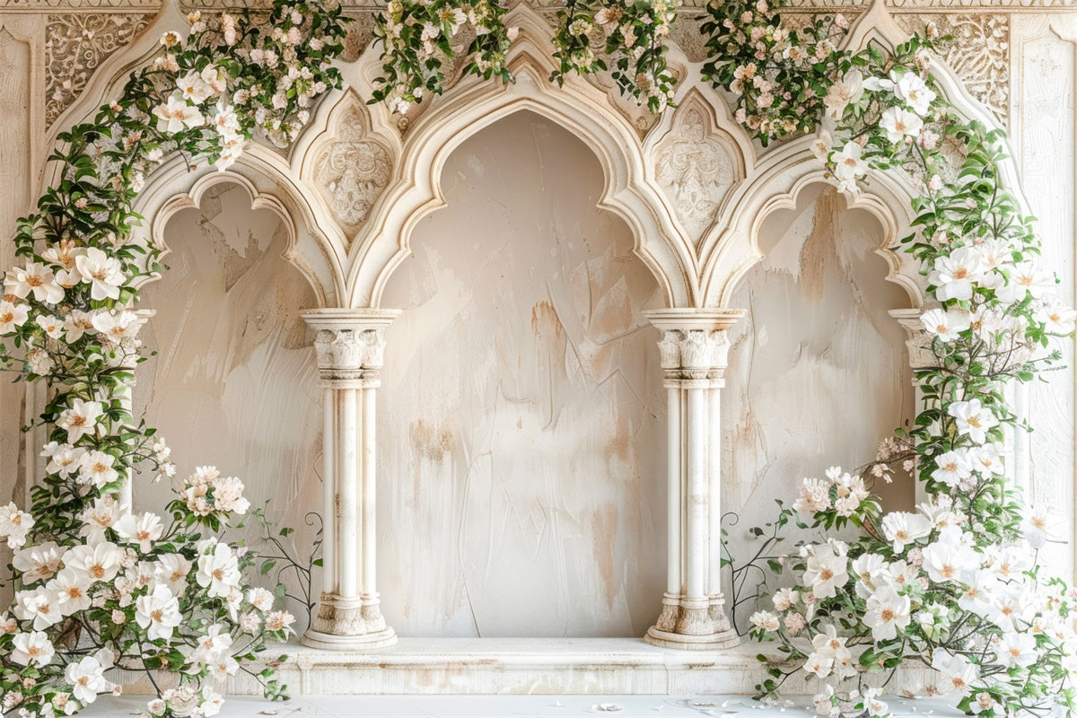 Mutterschaftsfotografie Backdrops Französisches Herrenhaus Blühender Bogen Backdrop GTY2-17