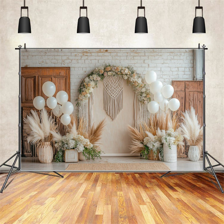 Mutterschaftshintergrund Bohemian Chic Floral Makramee Hintergrund GTY2-21