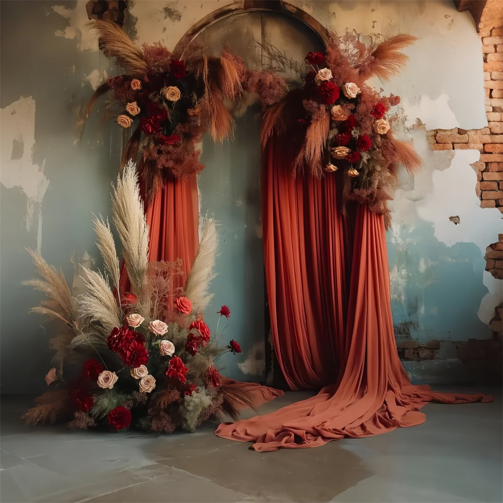 Hintergrund für Mutterschaftsfotoshoot Dunkler Vintage Blumenbogen Hintergrund GTY2-24