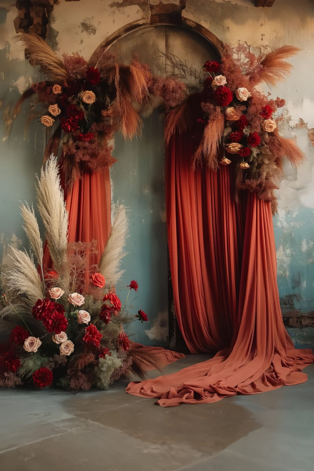 Hintergrund für Mutterschaftsfotoshoot Dunkler Vintage Blumenbogen Hintergrund GTY2-24