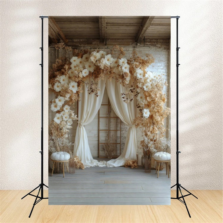 Mutterschaftsfotografie Backdrops Creme Blume Drapiert Bogen Backdrop GTY2-25