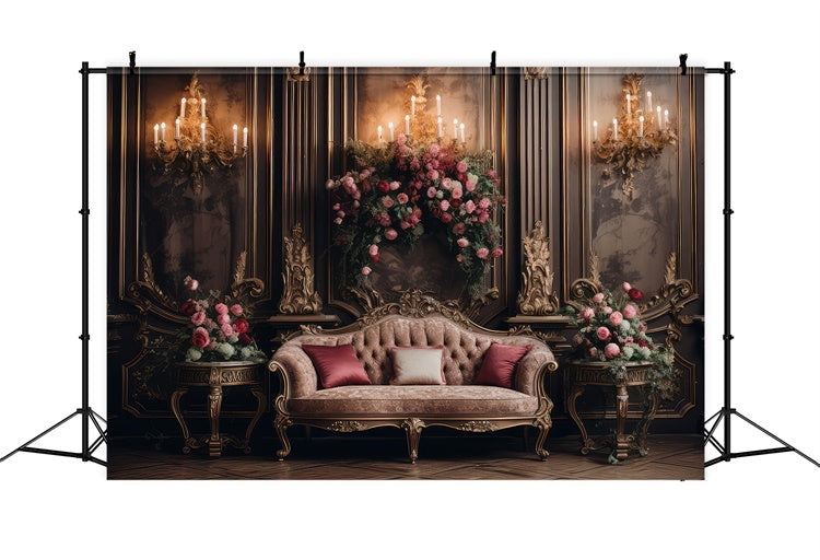 Backdrops für Mutterschaftsfotos Elegant Floral Vintage Sofa Backdrop GTY2-28