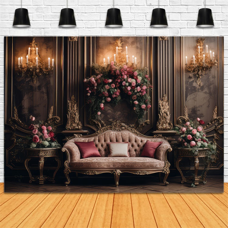 Backdrops für Mutterschaftsfotos Elegant Floral Vintage Sofa Backdrop GTY2-28